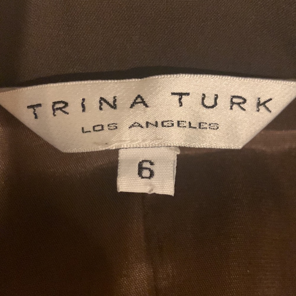 TRINA TURK WOMENS SIZE 6 BROWN TWO BUTTON BLAZER - Picture 6 of 10